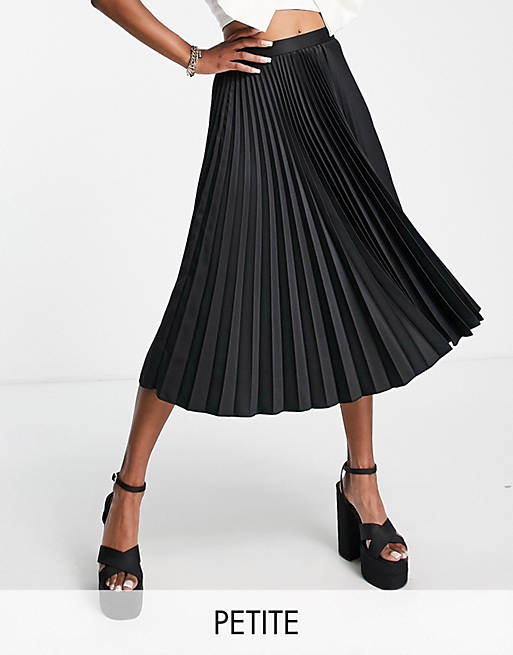 Womens Clothing Skirts Mid-length skirts ASOS Asos Design Petite Pleated Midi Skirt in Black 