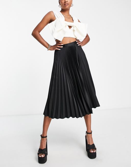 Closet London Petite pleated midi skirt in black