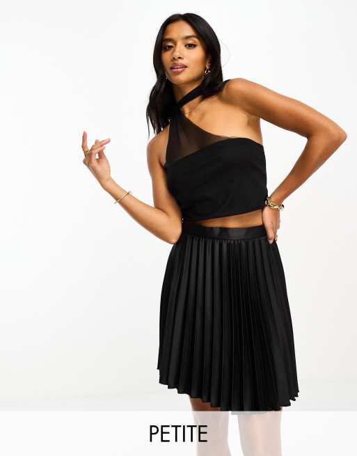 Closet London Petite pleated mini skirt in black ASOS