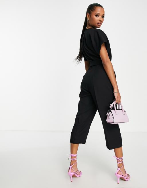 Closet London Petite Black Cross Over Jumpsuit