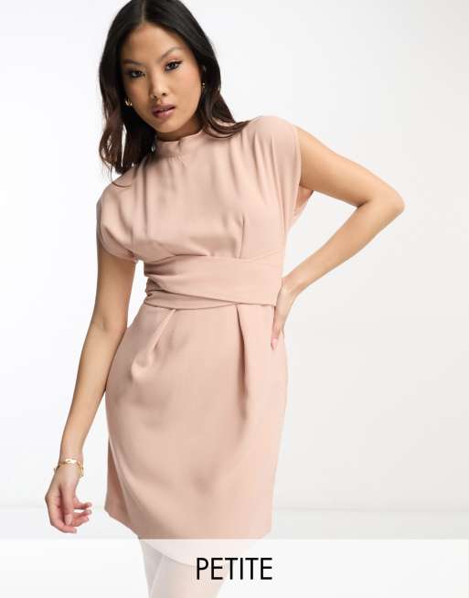 Split sleeve mini dress with best sale obi belt