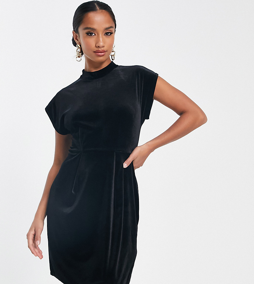 velvet mini dress in black