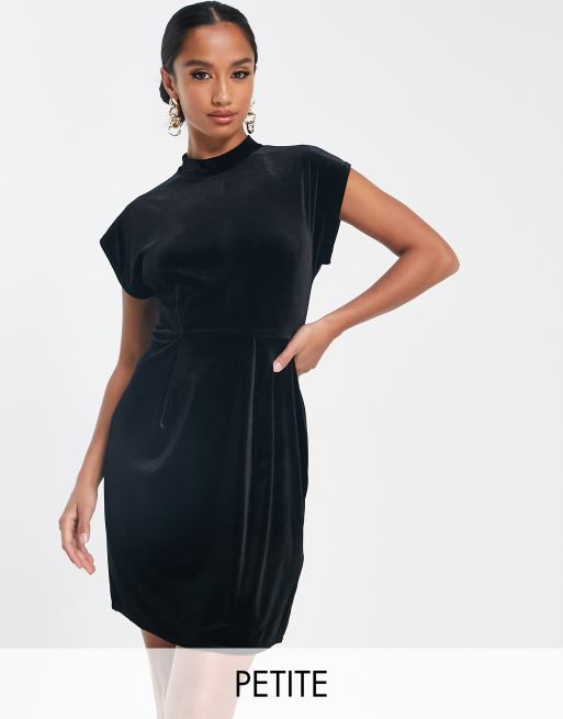 Velvet high neck scrunched bodycon clearance dress