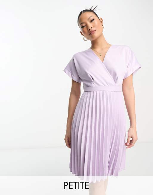 Closet London Petite - Vestito corto a pieghe a portafoglio color lavanda