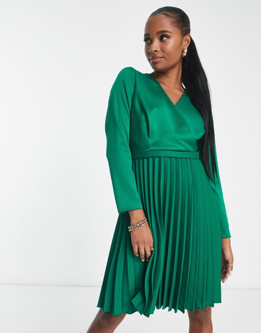 Closet pleated wrap store dress