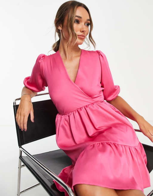 Closet London - Pink smock-minikjole med slå-om-snit, 3 af 4