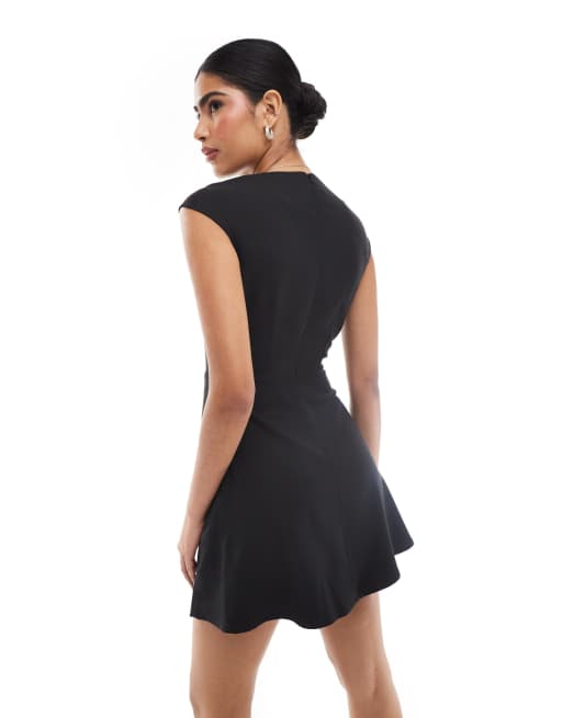 Closet London pleated hem mini dress in black