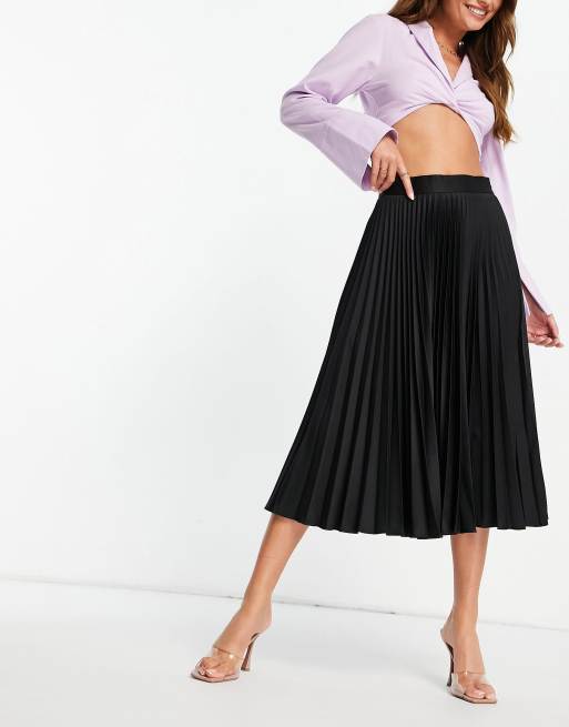 Black pleated outlet midi skirt asos