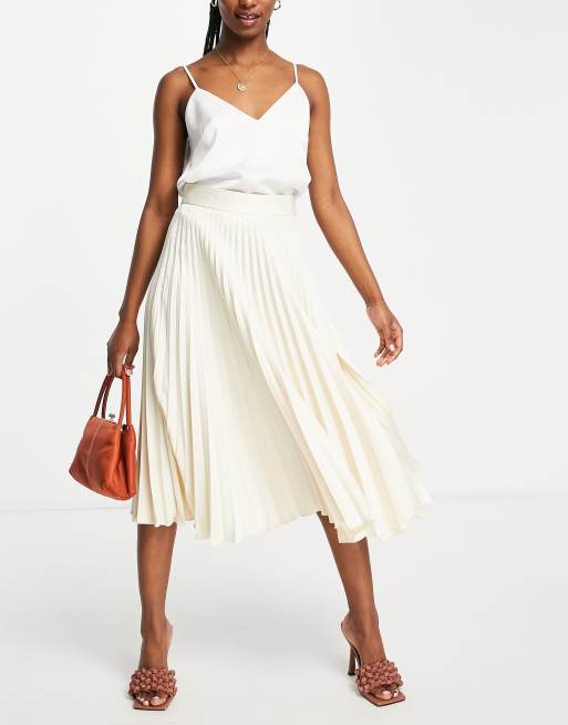 Closet London pleated midi skirt in cream