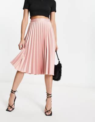 Closet London pleated midi skirt in mink - ASOS Price Checker