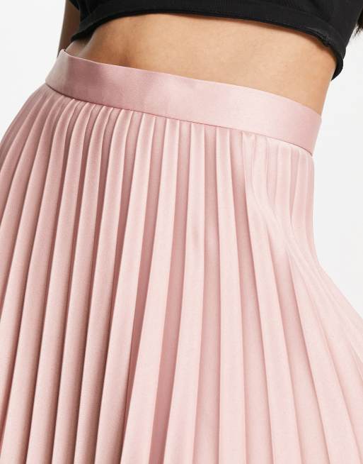 Closet London pleated midi skirt in mink, 3 of 4