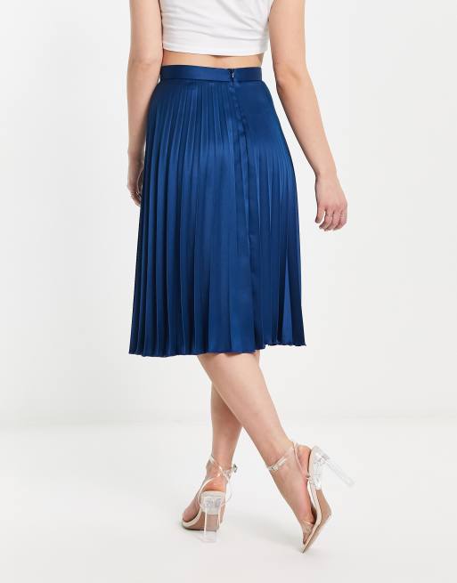 Closet London pleated midi skirt in navy | ASOS