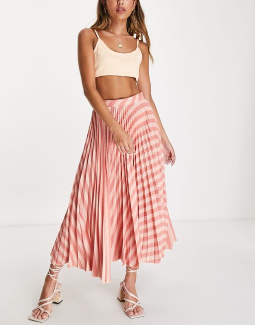 Pleated maxi shop skirt peach