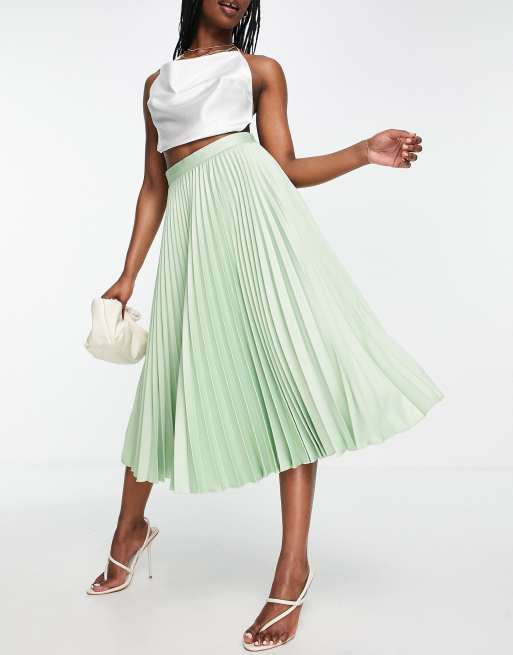 Closet London pleated midi skirt in sage