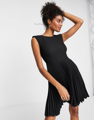 Closet London pleated skirt mini dress in black - ASOS Price Checker