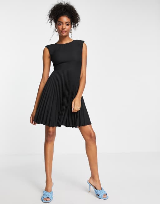 Black pleated hotsell mini dress