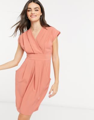 closet pleated wrap dress