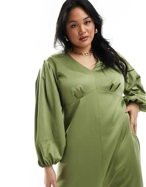 Plus size balloon sleeve dress sales