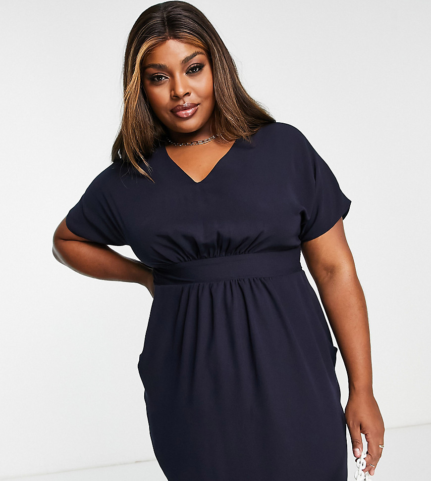 Dresses by Closet London Plus The scroll is over V-neck Short sleeves Belted waist Regular fit