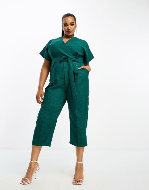 Closet London Plus - Combinaison kimono nouée à la taille - Émeraude