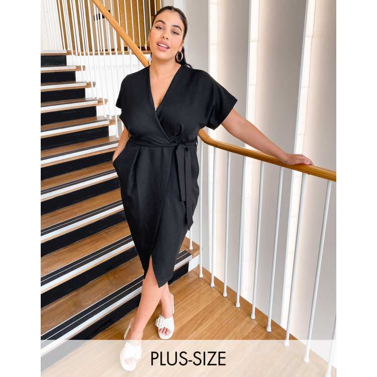 Livisa Wrap Kimono Dress in Black