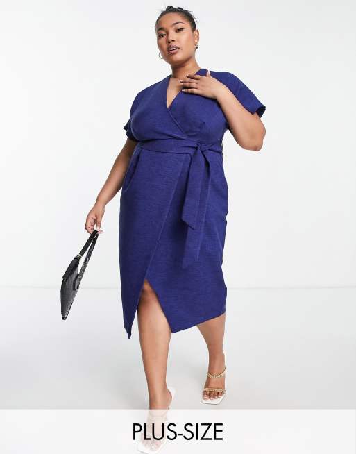 Navy blue wrap store dress plus size