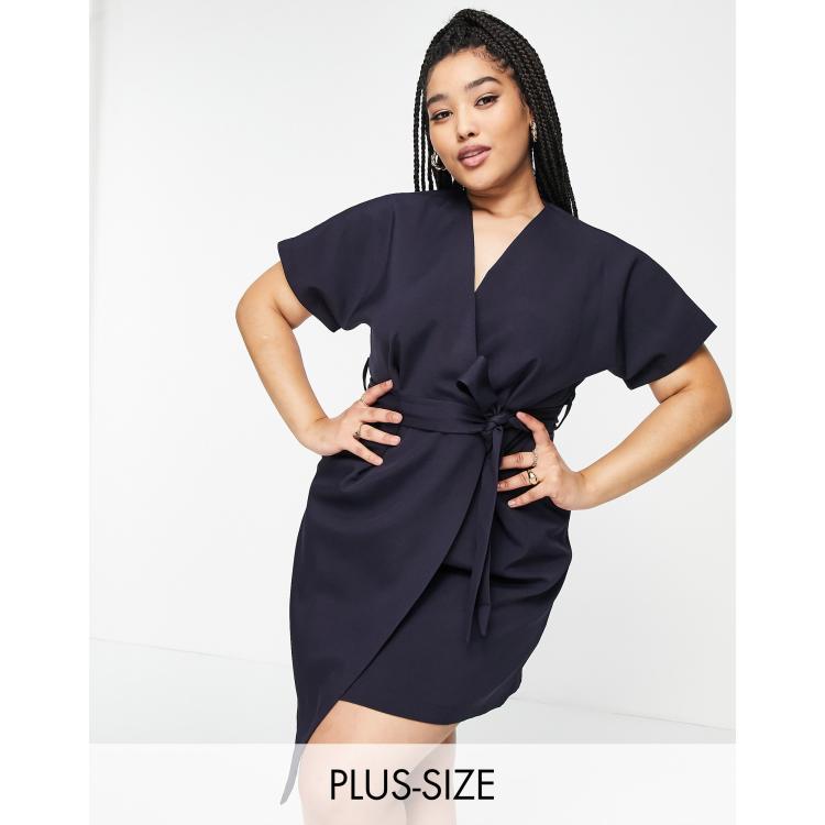 Missguided navy best sale wrap dress