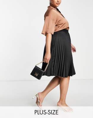 Closet London Plus Pleated Midi Skirt In Black