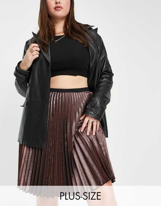 Metallic pleated clearance skirt rose gold