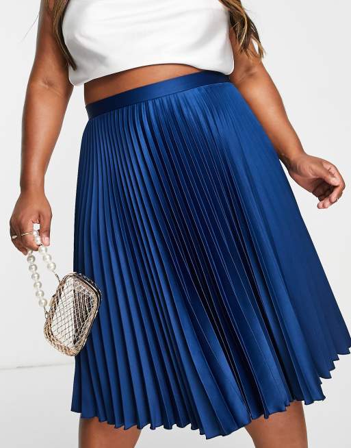 Plus size navy blue clearance pleated skirt