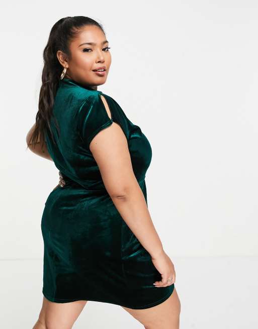 Closet London Plus Robe courte en velours Vert emeraude ASOS