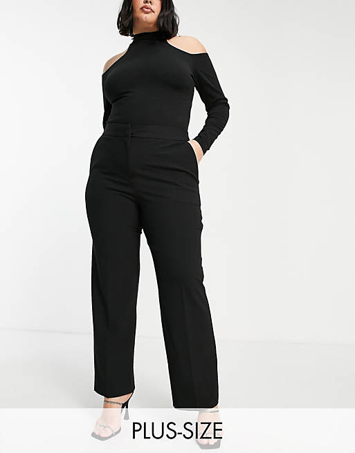 Co-ords Closet London Plus tailored trouser co-ord in black 