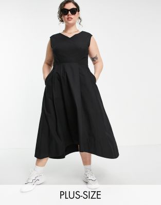 plus size pleated midi dress