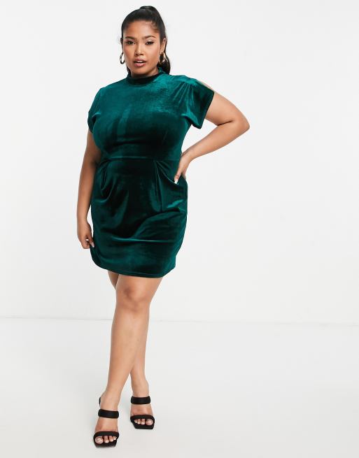 Emerald green velvet dress hotsell plus size