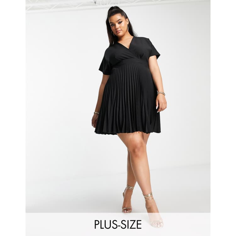 closet london wrap front pleated midi skater dress Closet London wrap front pleated midi skater dress in navy RRP 65