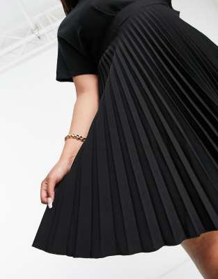 closet london wrap front pleated midi skater dress Closet London wrap front pleated midi skater dress in navy