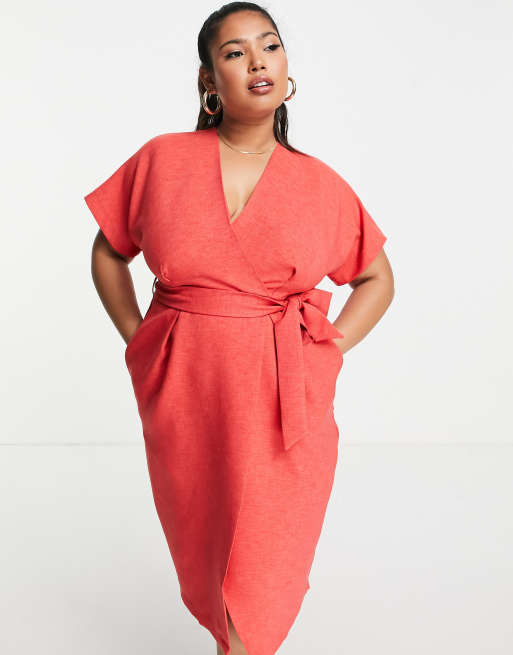 open lace back dress Plus Size Red Wrap Dress | Red Wrap Dress main image 0
