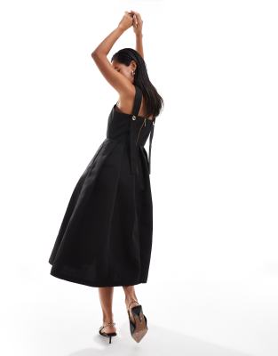 Closet London Prom Midi Dress In Black