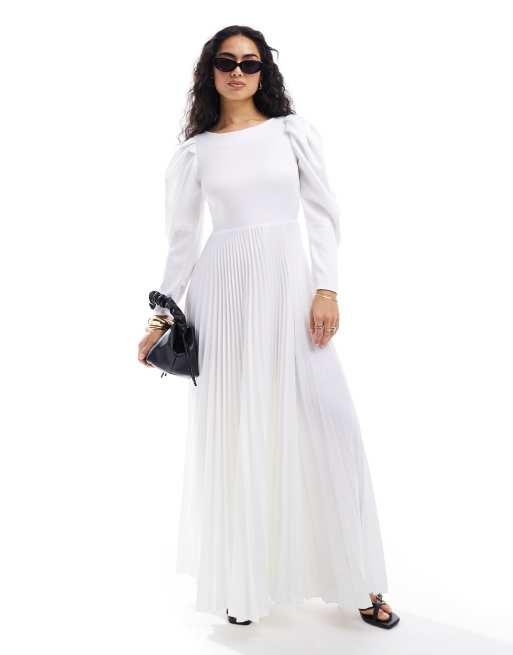 Closet London puff sleeve maxi dress in ivory