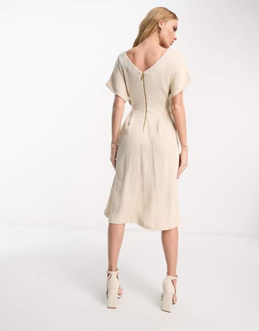 Closet London ribbed midi dress in stone