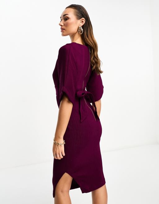 Plum ribbed clearance wrap maxi dress