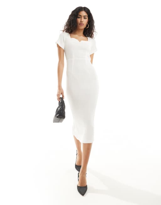 ribbed pencil dress Salina ribbed pencil dress with shoulder bow detail Sage / L