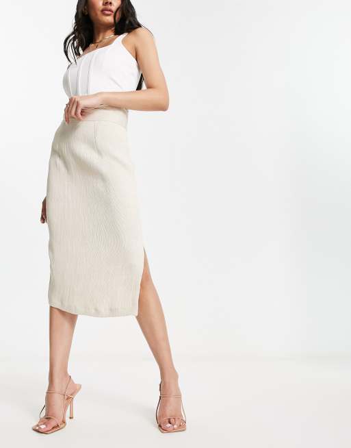 Midi Ribbed Pencil Skirt