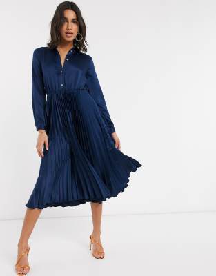 robe chemise bleu marine