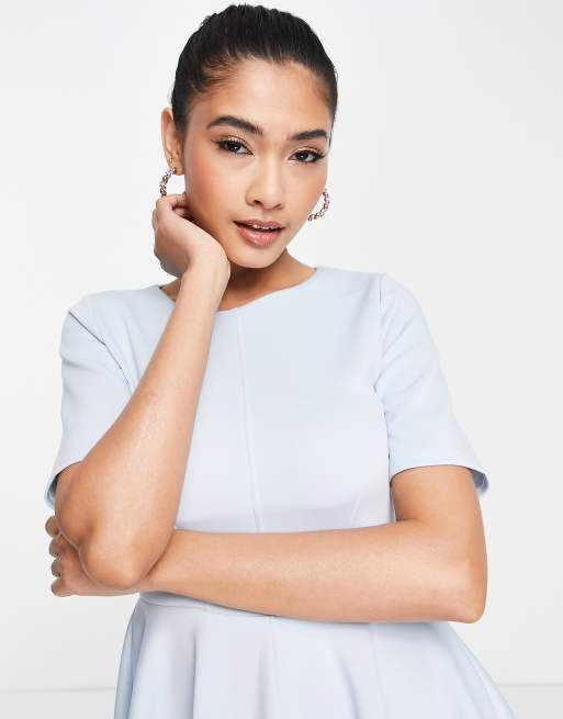 Closet London - Robe de bal de promo courte en néoprène avec manches - Bleu clair , 3 de 4