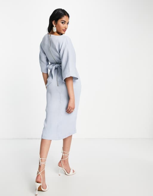 Closet London - Robe fourreau courte côtelée - Bleu ciel, 3 de 4