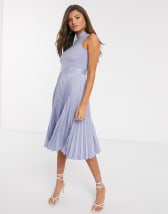 Closet London - Robe mi-longue à jupe plissée - Lilas