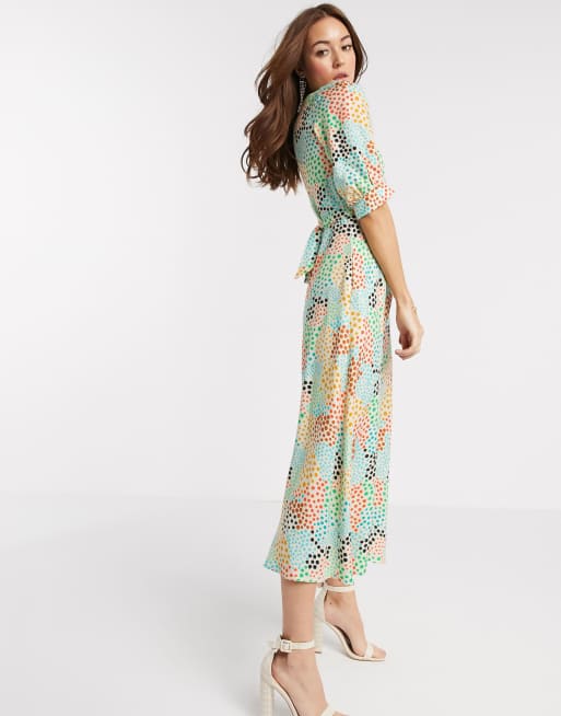 Closet London -  Robe mi-longue à pois abstrait - Multicolore 