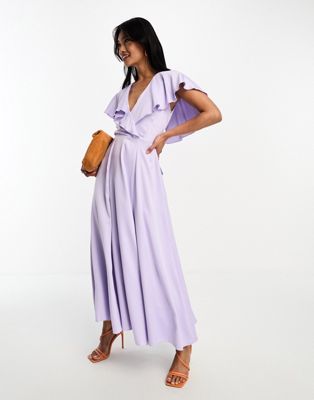 Closet London ruffle sleeve midaxi dress in lilac