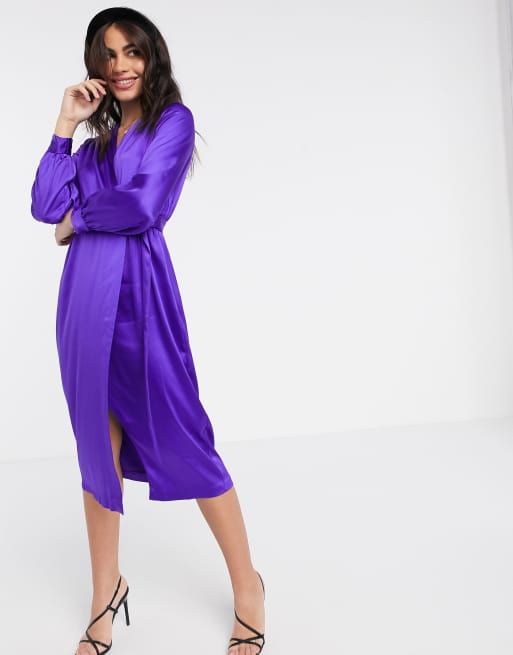 Robe satin violet new arrivals